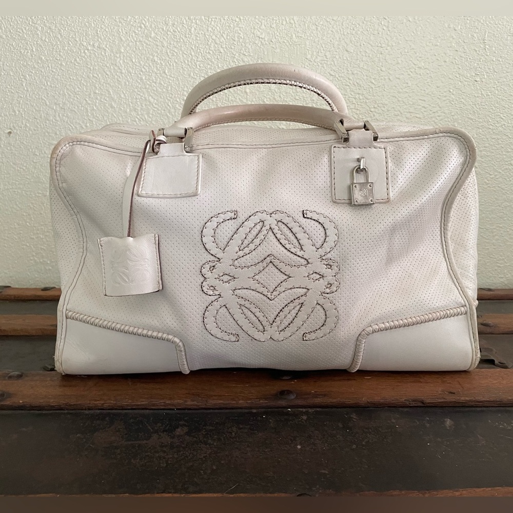 RARE AUTH Loewe special limited edition 2007 Amazona handbag lamb leather G/EC~